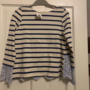 Sea New York Lace Back Blouse S Striped Eyelet
